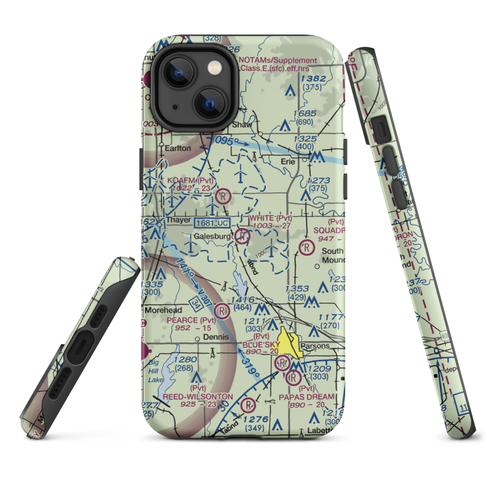 White Farms Airport (36KS) VFR Sectional  Tough iPhone Case iPhone 14 Plus model shown