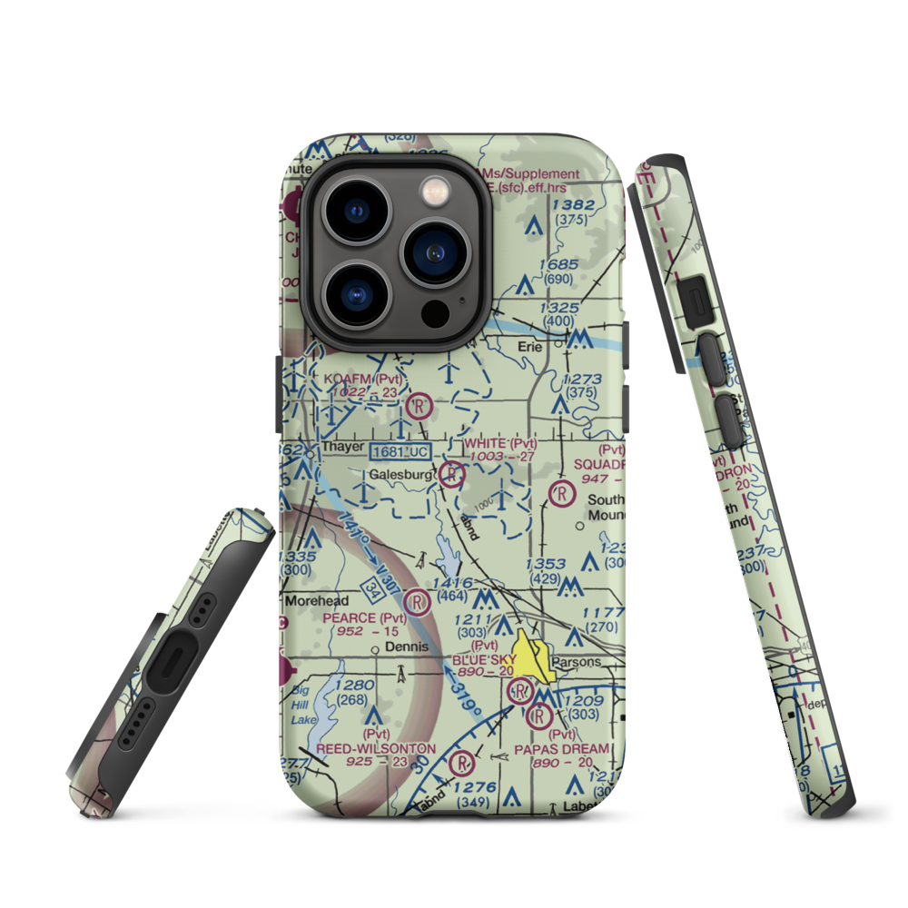 White Farms Airport (36KS) VFR Sectional  Tough iPhone Case iPhone 14 Pro model shown
