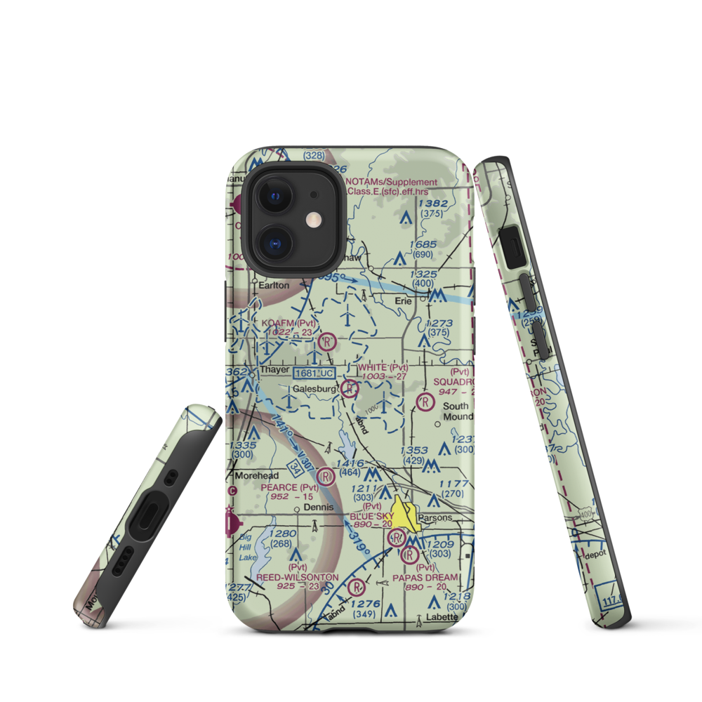 White Farms Airport (36KS) VFR Sectional  Tough iPhone Case iPhone 12 mini model shown