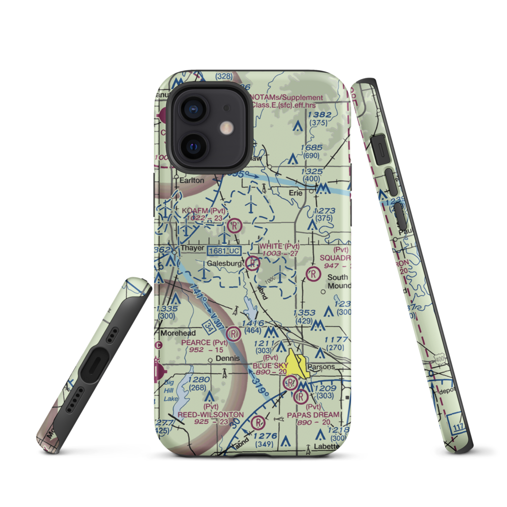 White Farms Airport (36KS) VFR Sectional  Tough iPhone Case iPhone 12 model shown