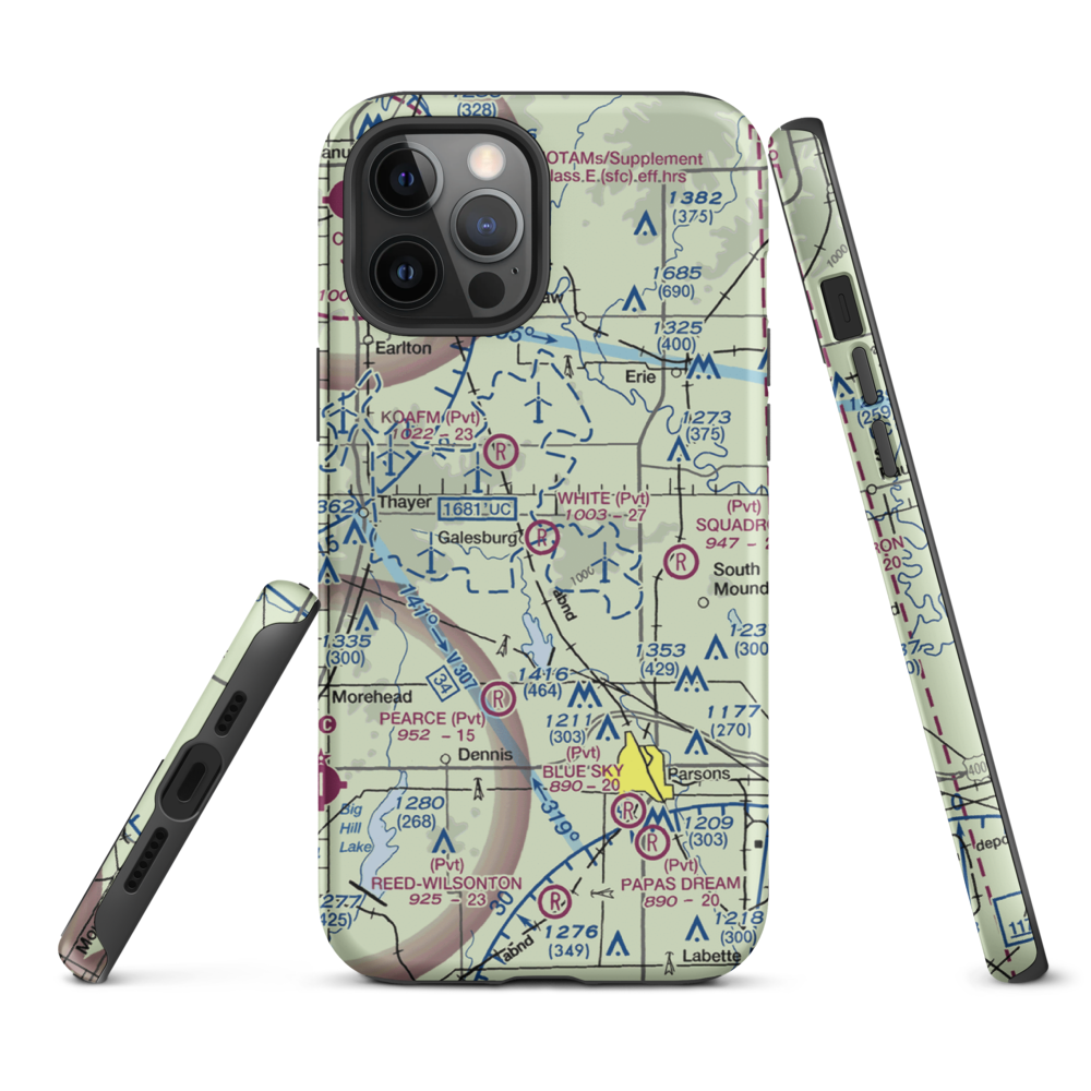 White Farms Airport (36KS) VFR Sectional  Tough iPhone Case iPhone 12 Pro Max model shown