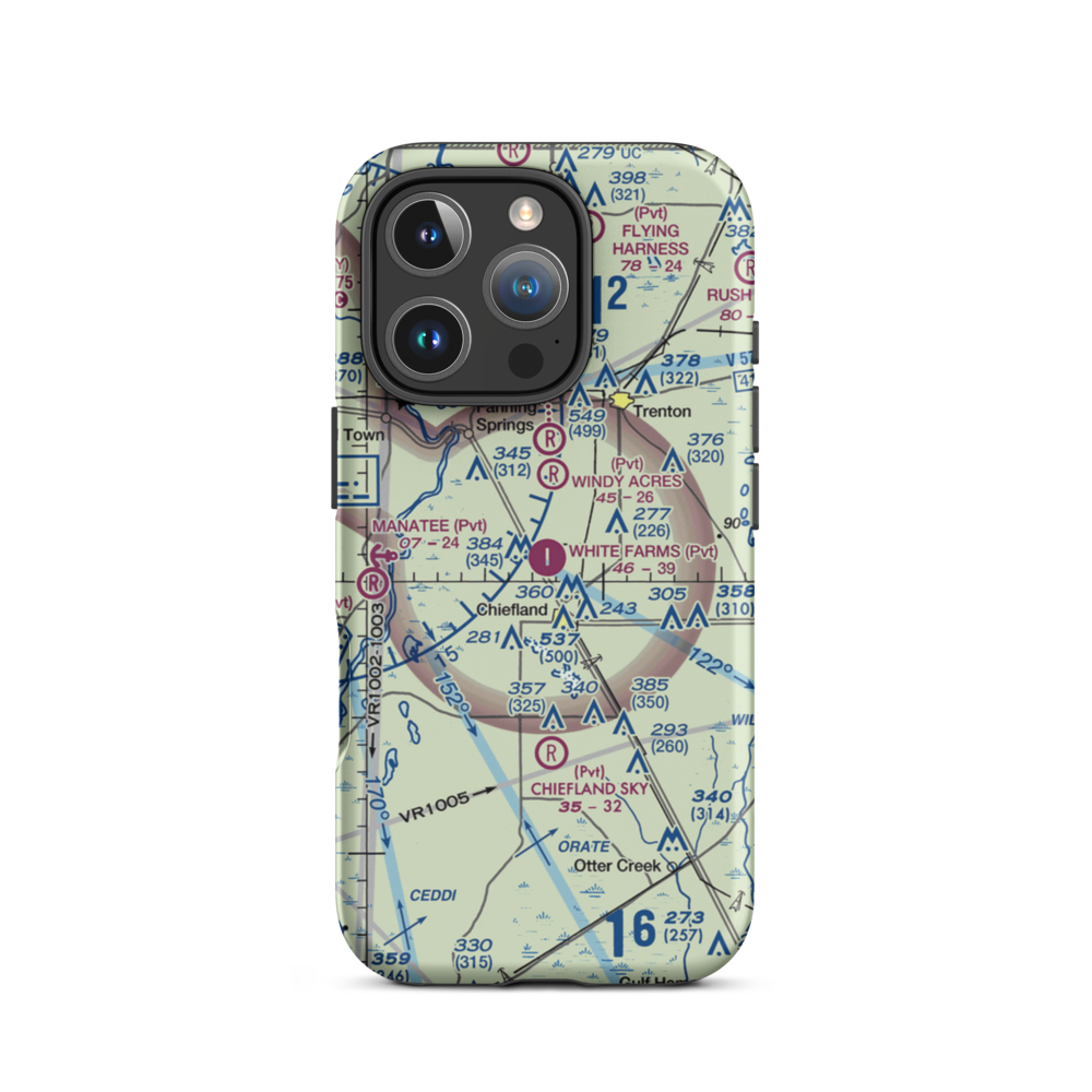 White Farms Airport (FA36) VFR Sectional  Tough iPhone Case iPhone 16 Pro model shown
