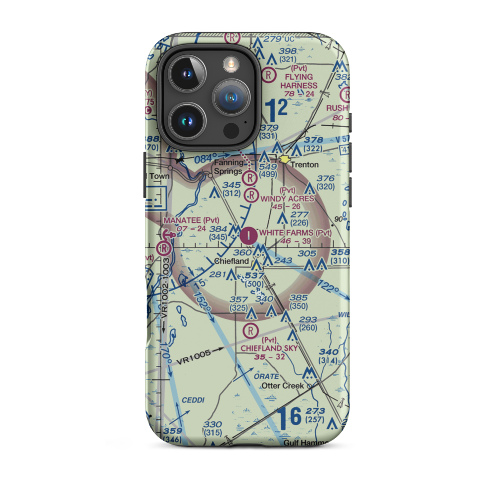 White Farms Airport (FA36) VFR Sectional  Tough iPhone Case iPhone 16 Pro Max model shown