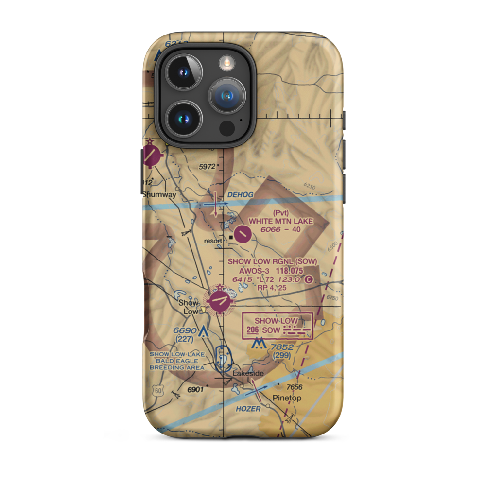 White Mountain Lake Airport (21AZ) VFR Sectional  Tough iPhone Case iPhone 16 Pro Max model shown