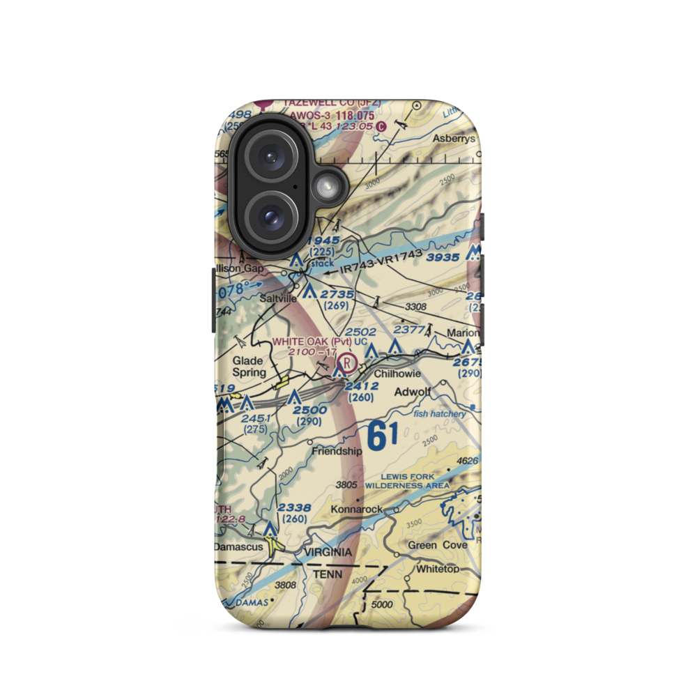 White Oak Stand Airport (VA11) VFR Sectional  Tough iPhone Case iPhone 16 model shown