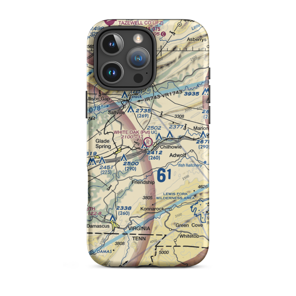 White Oak Stand Airport (VA11) VFR Sectional  Tough iPhone Case iPhone 16 Pro Max model shown