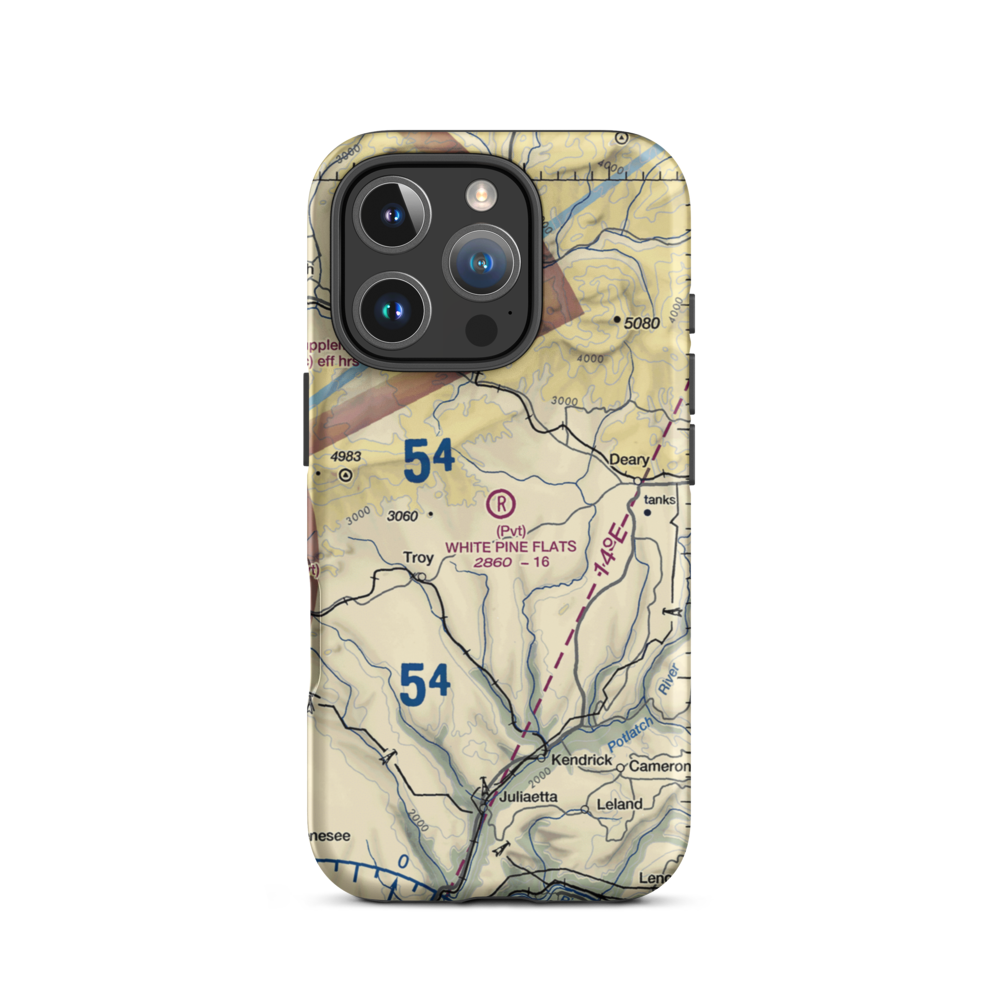 White Pine Flats Ranch LLC Airport (ID94) VFR Sectional  Tough iPhone Case iPhone 16 Pro model shown
