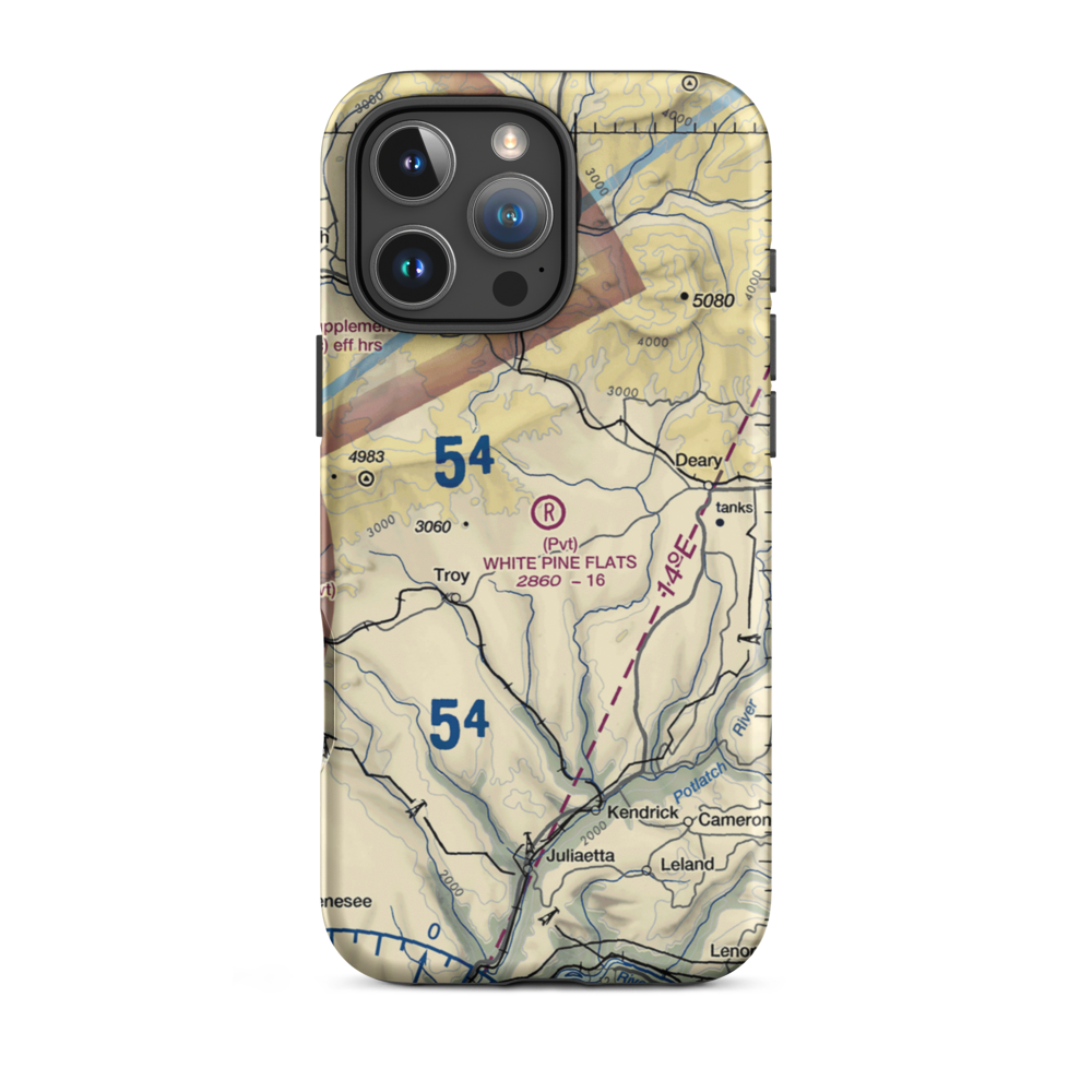 White Pine Flats Ranch LLC Airport (ID94) VFR Sectional  Tough iPhone Case iPhone 16 Pro Max model shown