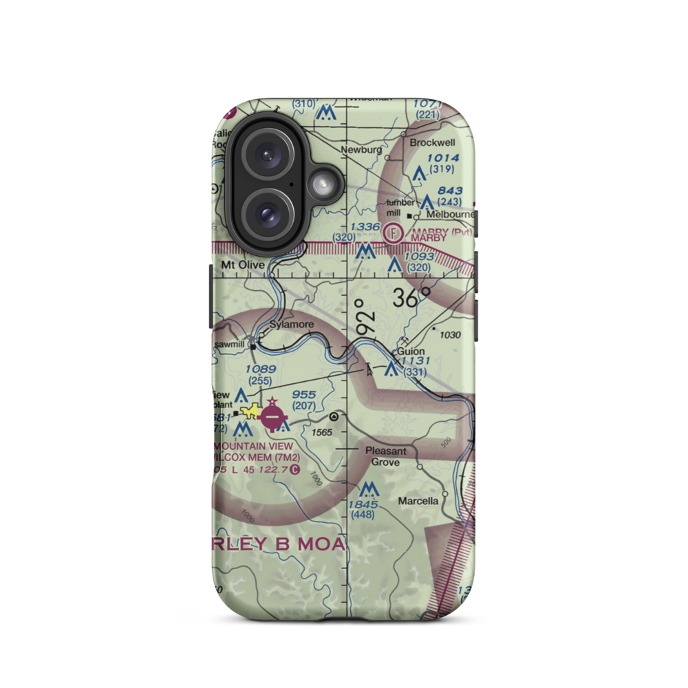 White River Airport (AR64) VFR Sectional  Tough iPhone Case iPhone 16 model shown