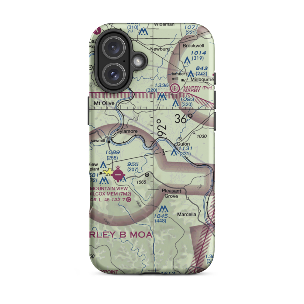 White River Airport (AR64) VFR Sectional  Tough iPhone Case iPhone 16 Plus model shown