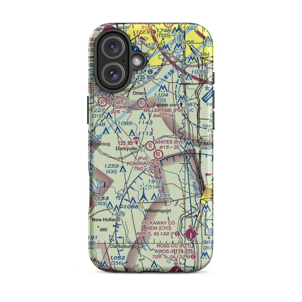 White's Airport (63OH) VFR Sectional  Tough iPhone Case iPhone 16 Plus model shown