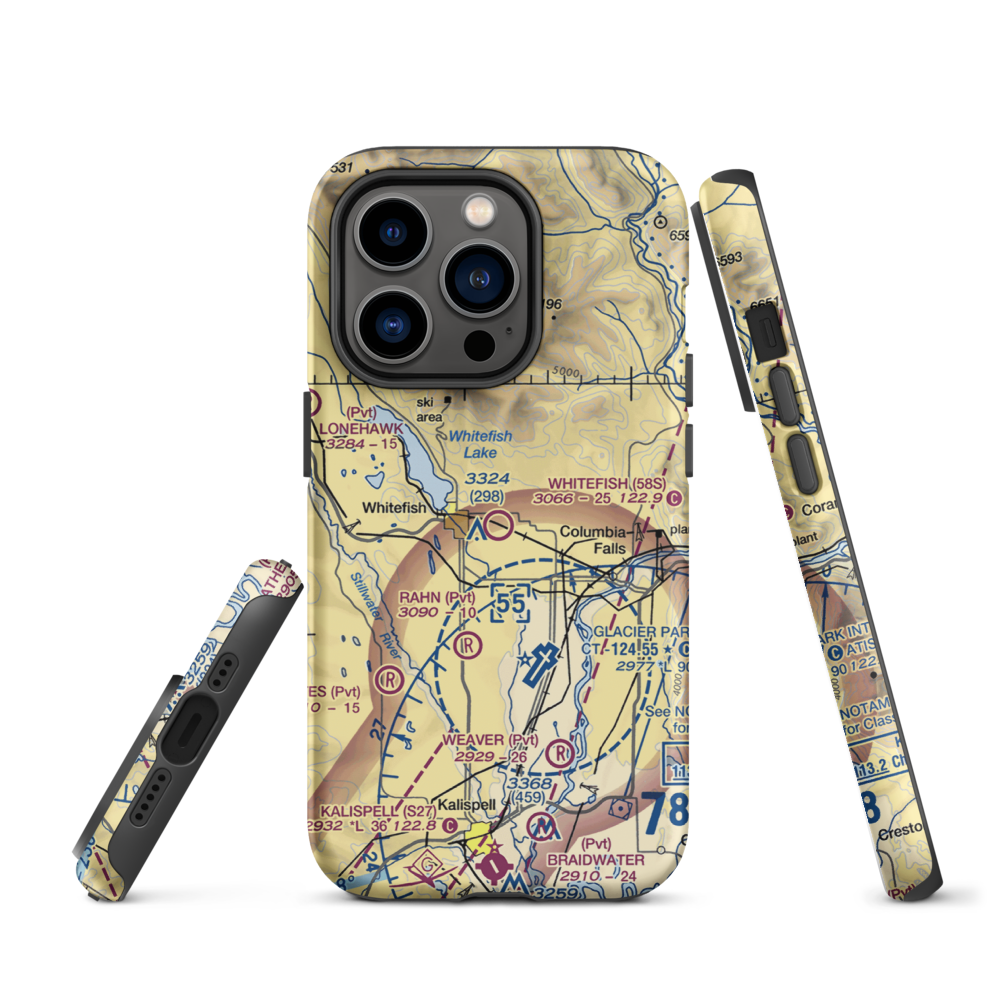 Whitefish Airport (58S) VFR Sectional  Tough iPhone Case iPhone 14 Pro model shown