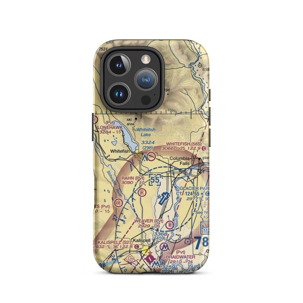 Whitefish Airport (58S) VFR Sectional  Tough iPhone Case iPhone 16 Pro model shown
