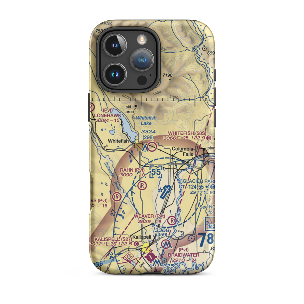 Whitefish Airport (58S) VFR Sectional  Tough iPhone Case iPhone 16 Pro Max model shown