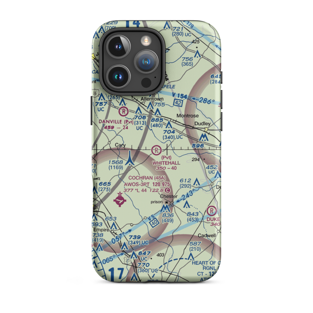 Whitehall Airport (4GE3) VFR Sectional  Tough iPhone Case iPhone 16 Pro Max model shown