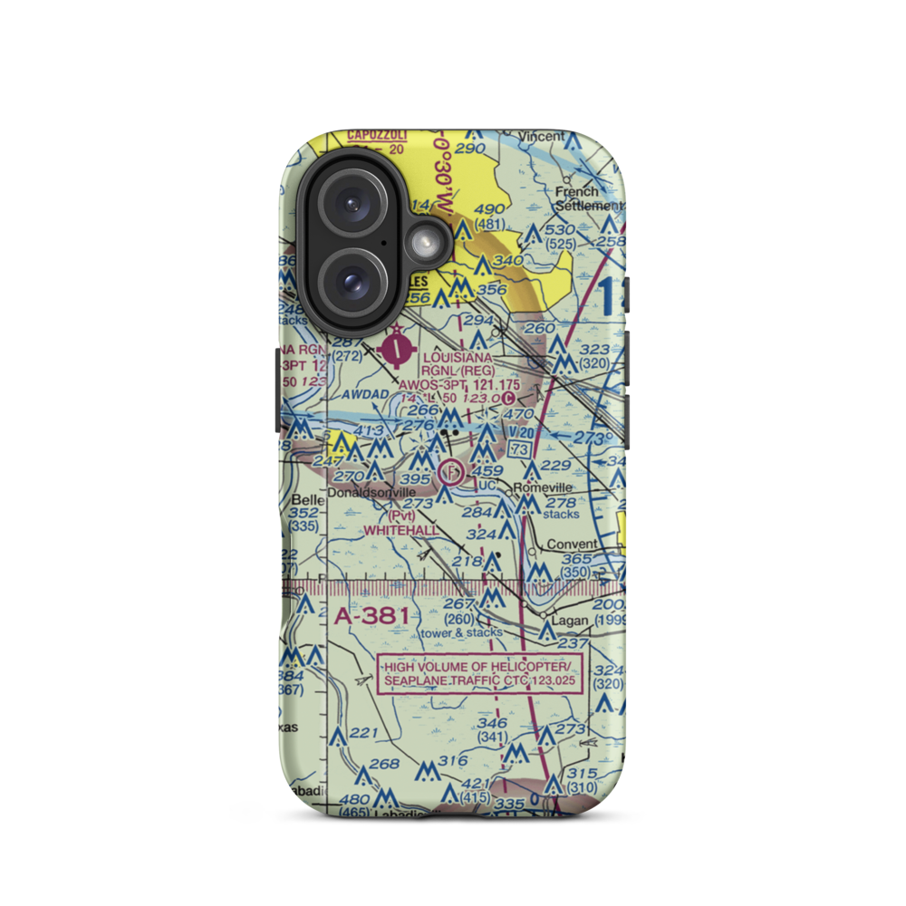 Whitehall Field Ultralightport (LA36) VFR Sectional  Tough iPhone Case iPhone 16 model shown