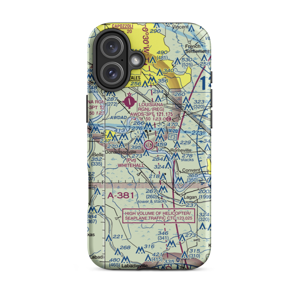 Whitehall Field Ultralightport (LA36) VFR Sectional  Tough iPhone Case iPhone 16 Plus model shown
