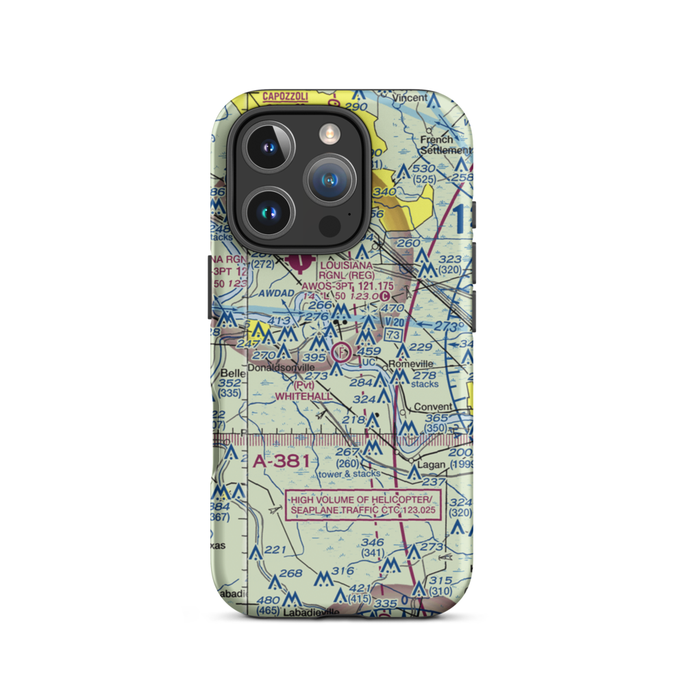 Whitehall Field Ultralightport (LA36) VFR Sectional  Tough iPhone Case iPhone 16 Pro model shown
