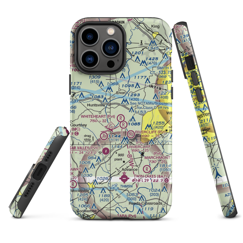 Whiteheart Farm Airport (08NC) VFR Sectional  Tough iPhone Case iPhone 13 Pro Max model shown
