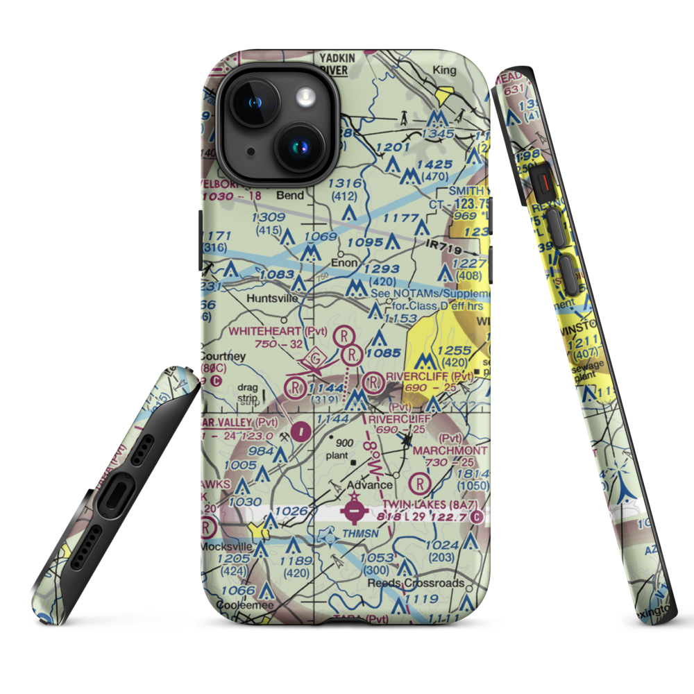 Whiteheart Farm Airport (08NC) VFR Sectional  Tough iPhone Case iPhone 15 Plus model shown
