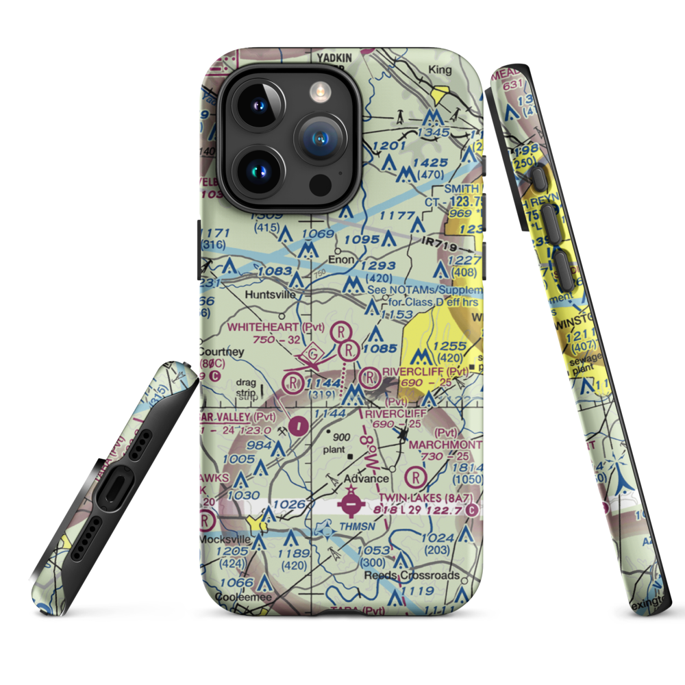 Whiteheart Farm Airport (08NC) VFR Sectional  Tough iPhone Case iPhone 15 Pro Max model shown