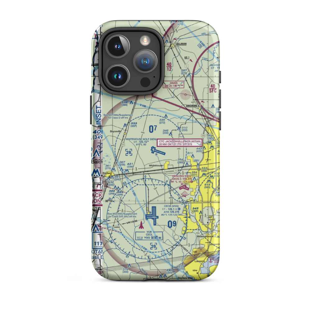 Whitehouse Naval Outlying Field (NEN) VFR Sectional  Tough iPhone Case iPhone 16 Pro Max model shown