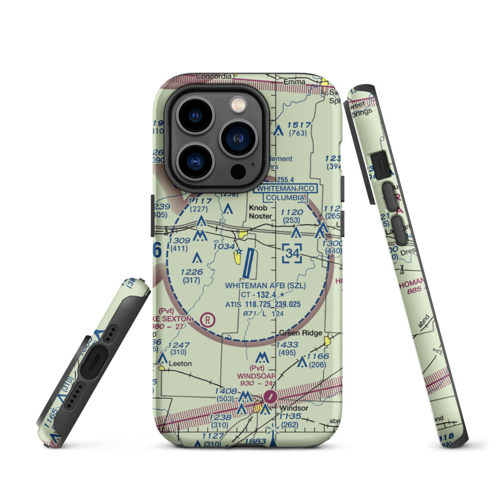 Whiteman Air Force Base (SZL) VFR Sectional  Tough iPhone Case iPhone 14 Pro model shown