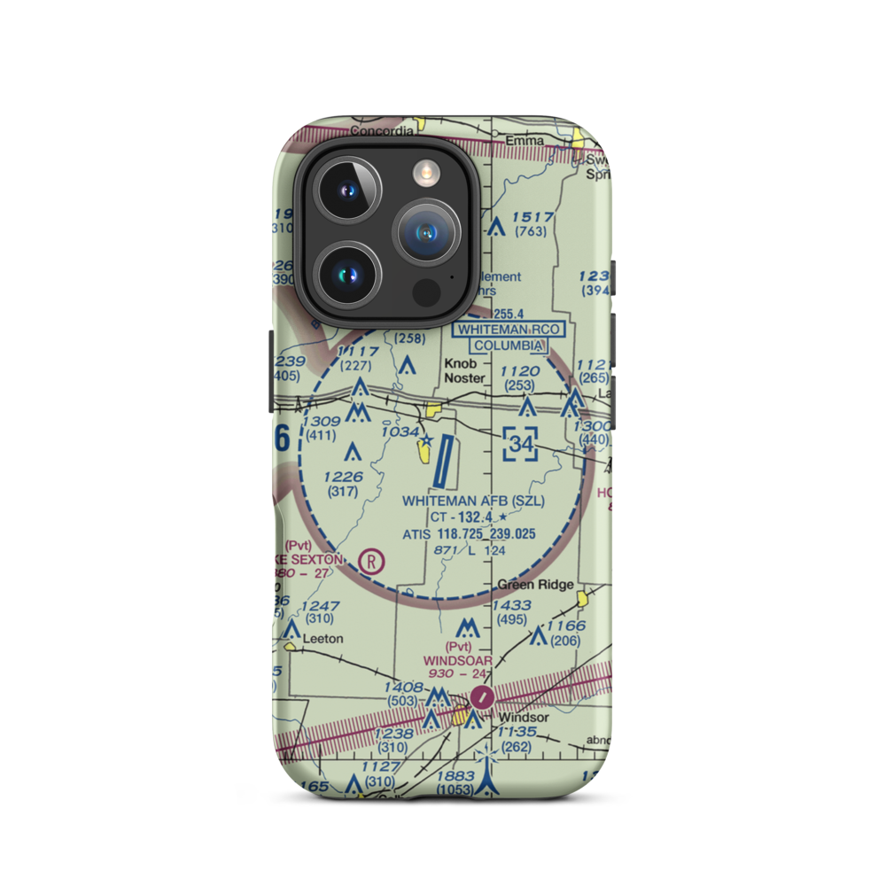 Whiteman Air Force Base (SZL) VFR Sectional  Tough iPhone Case iPhone 16 Pro model shown