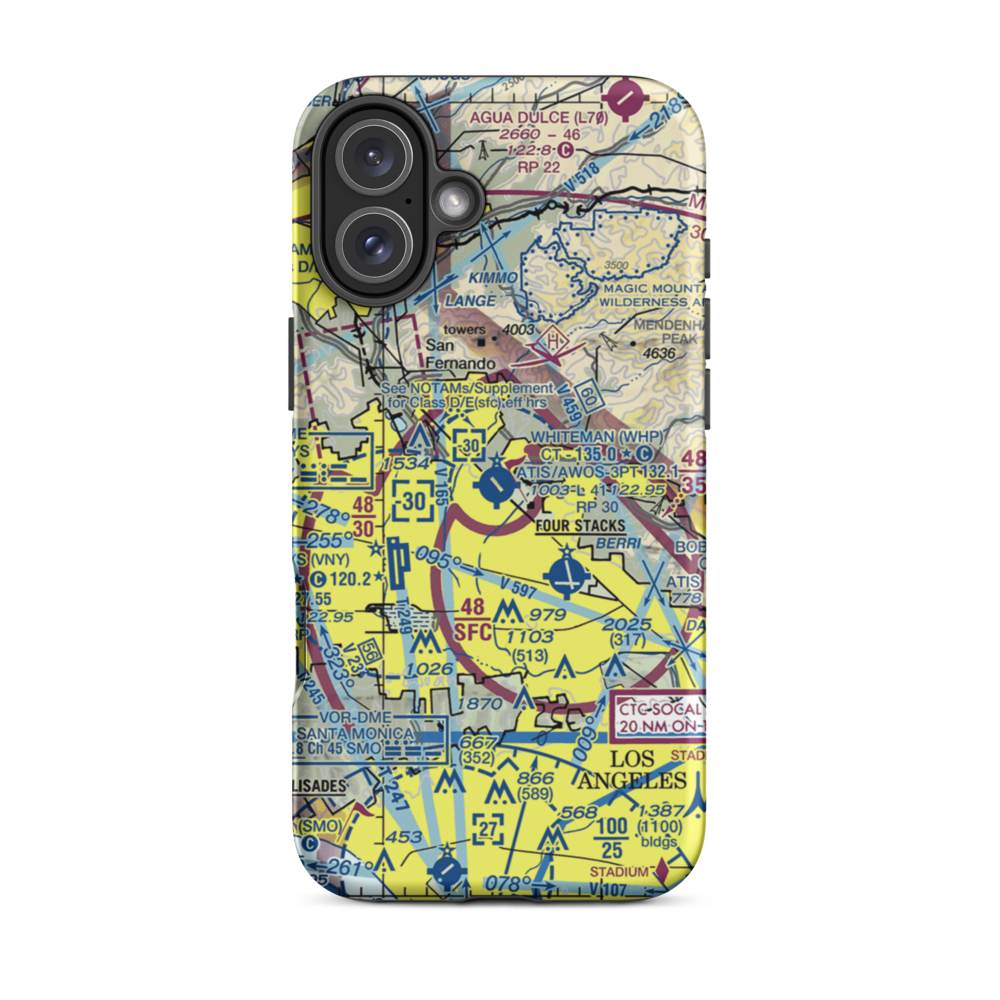 Whiteman Airport (WHP) VFR Sectional  Tough iPhone Case iPhone 16 Plus model shown
