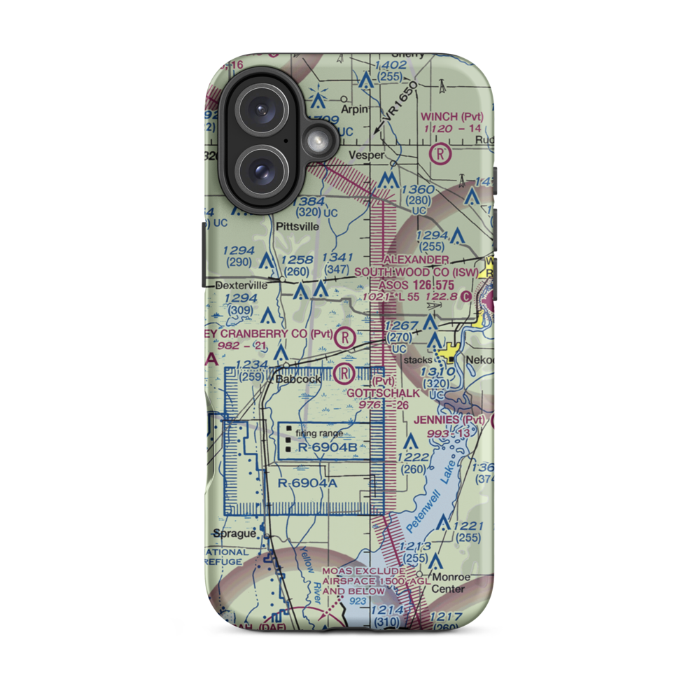 Whittlesey Cranberry Co Airport (29WI) VFR Sectional  Tough iPhone Case iPhone 16 Plus model shown