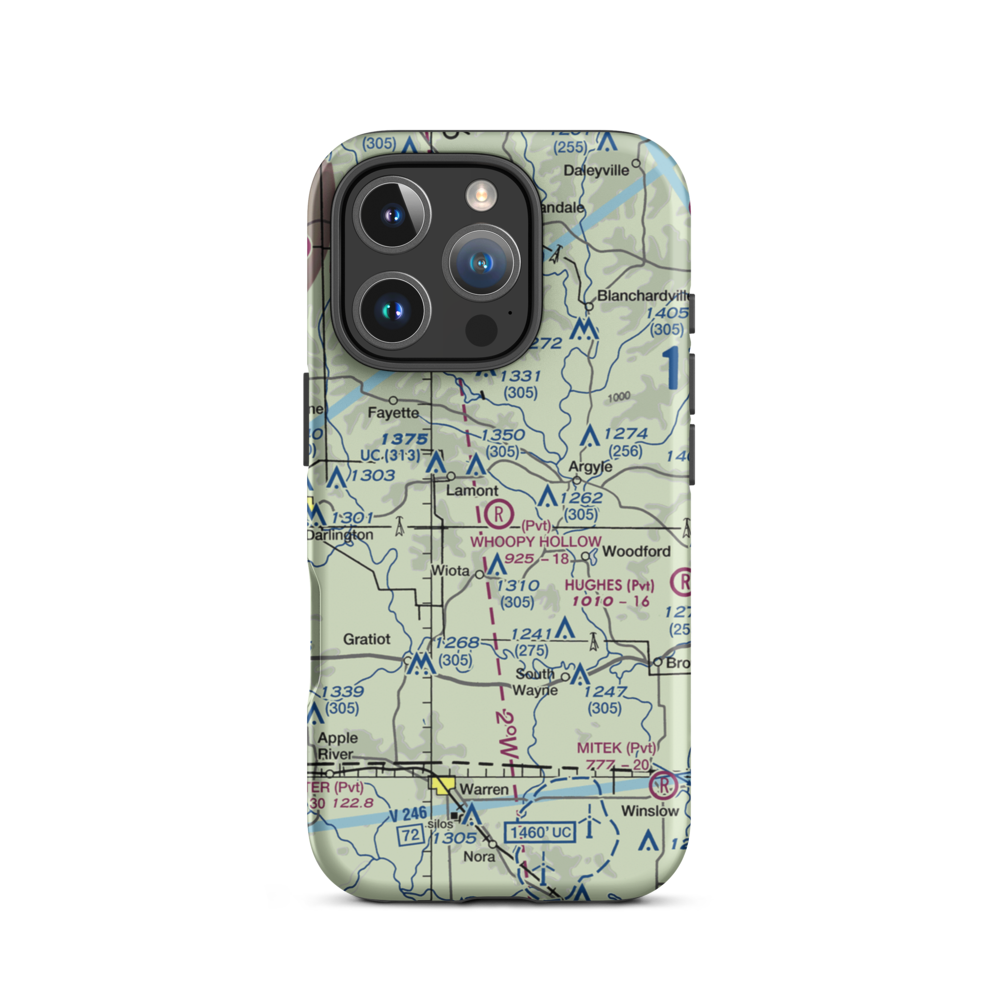 Whoopy Hollow Aerodrome (65WN) VFR Sectional  Tough iPhone Case iPhone 16 Pro model shown
