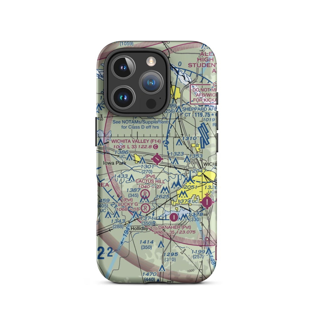 Wichita Valley Airport (F14) VFR Sectional  Tough iPhone Case iPhone 16 Pro model shown