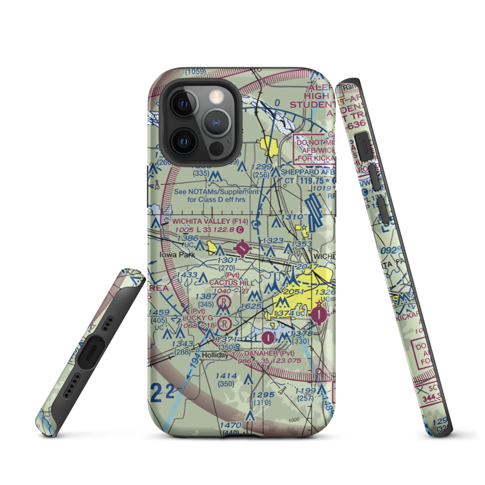 Wichita Valley Airport (F14) VFR Sectional  Tough iPhone Case iPhone 12 Pro model shown