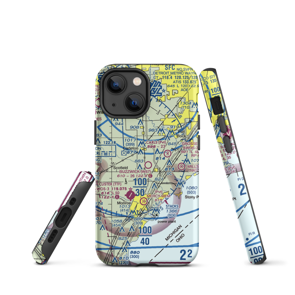 Wickenheiser Airport (W87) VFR Sectional  Tough iPhone Case iPhone 13 mini model shown