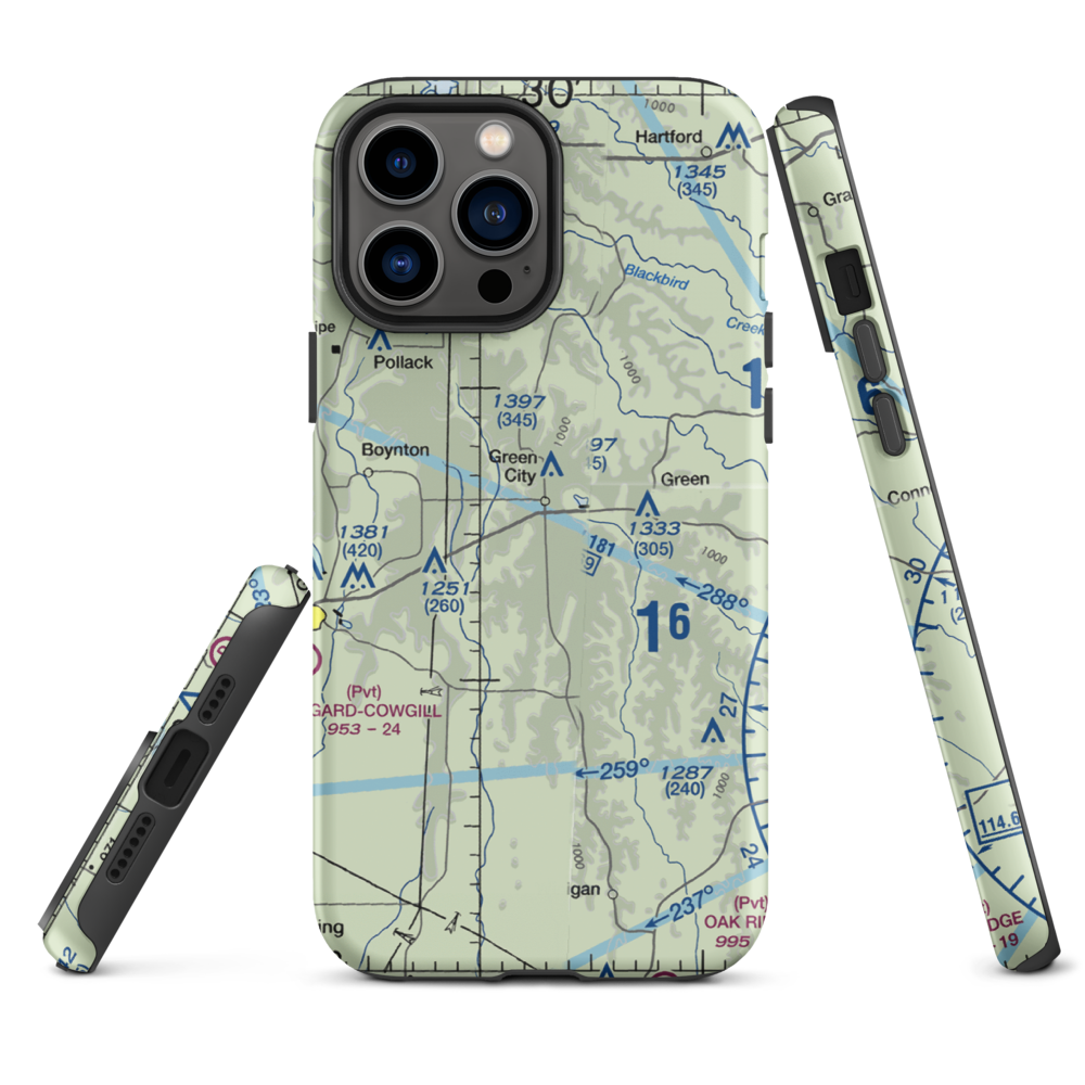 Widmark Airport (MO83) VFR Sectional  Tough iPhone Case iPhone 13 Pro Max model shown