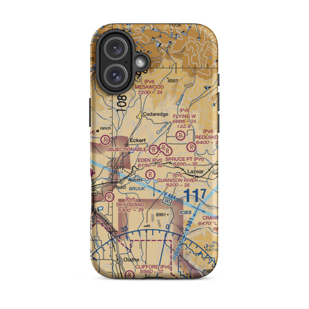 Widner Airport (8CO5) VFR Sectional  Tough iPhone Case iPhone 16 Plus model shown