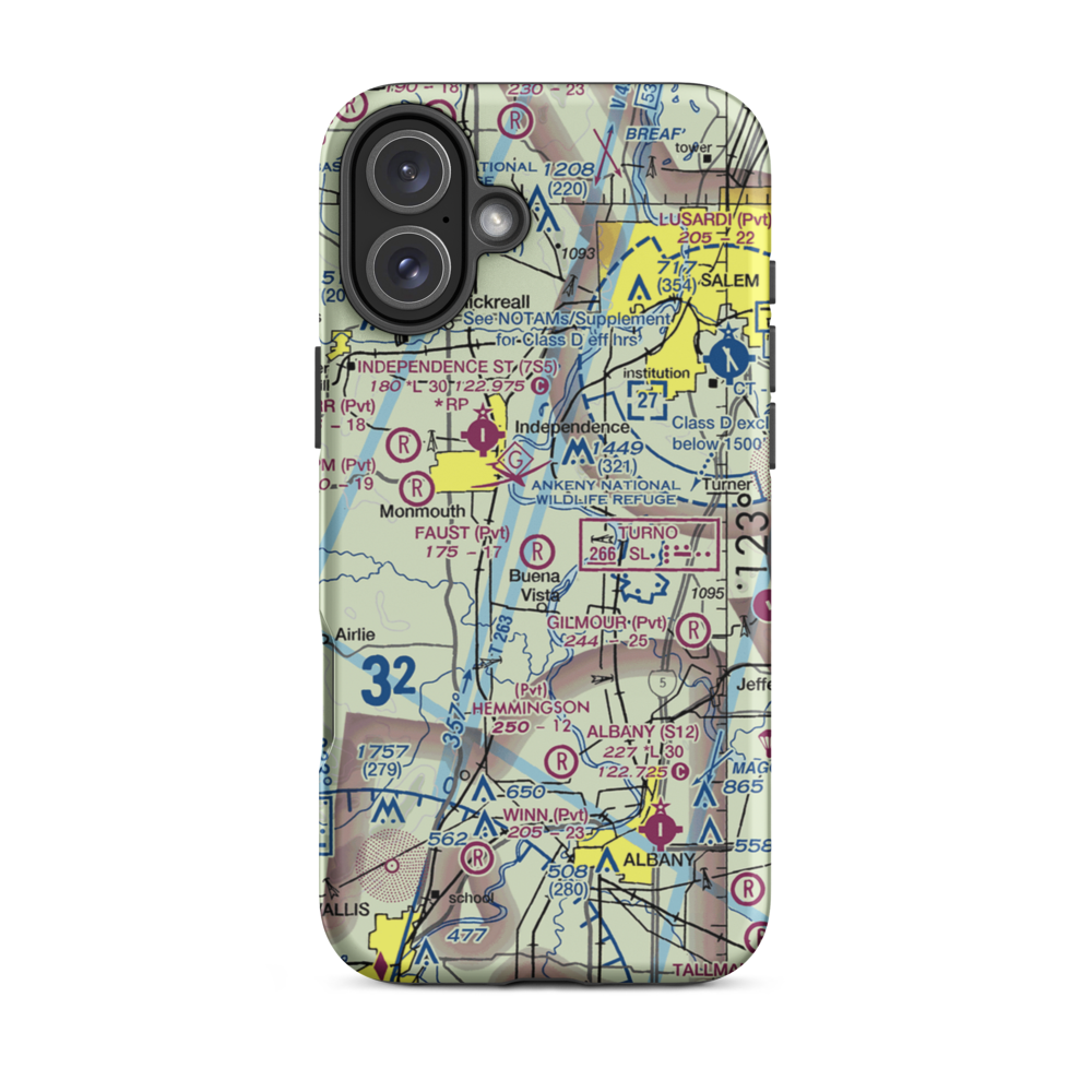 Wigrich Airport (OR85) VFR Sectional  Tough iPhone Case iPhone 16 Plus model shown