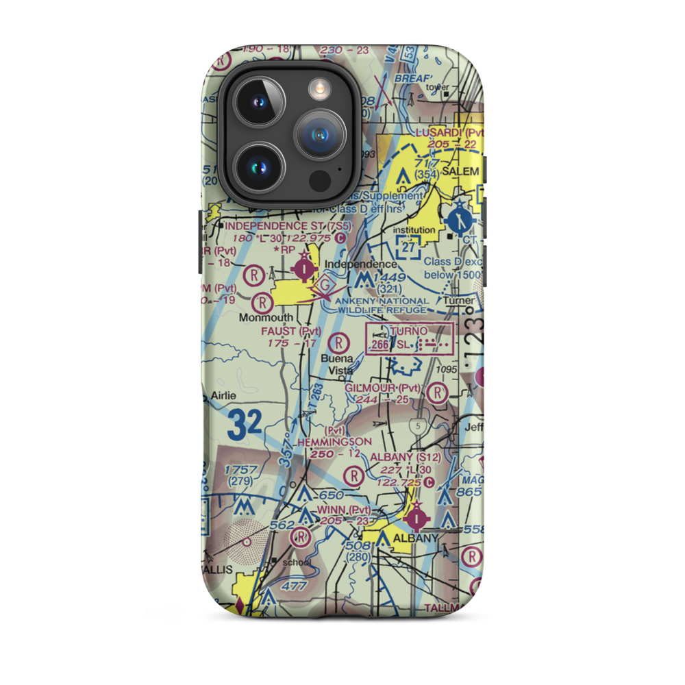 Wigrich Airport (OR85) VFR Sectional  Tough iPhone Case iPhone 16 Pro Max model shown