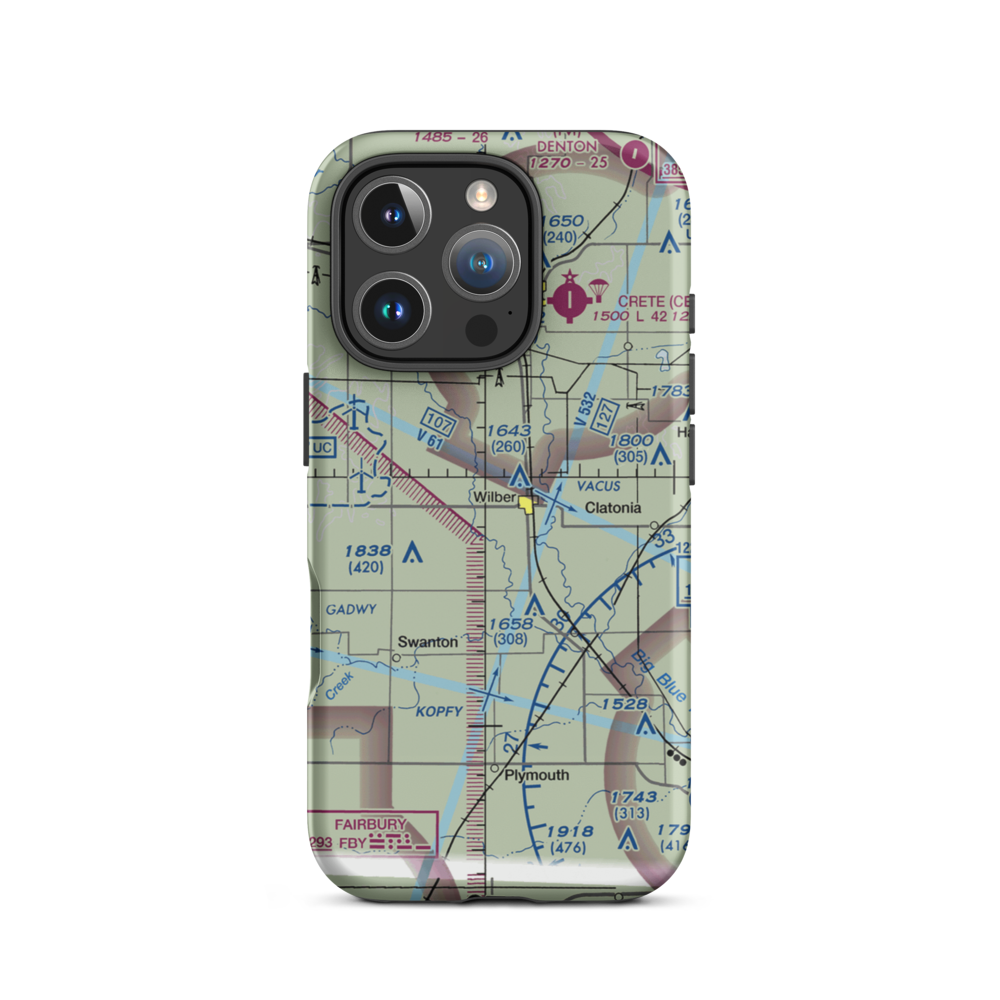 Wilber Municipal Airport (0D6) VFR Sectional  Tough iPhone Case iPhone 16 Pro model shown