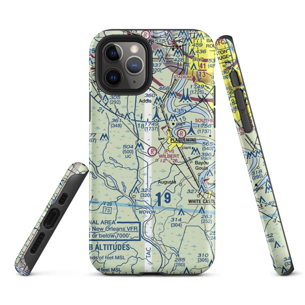Wilbert Airport (LA15) VFR Sectional  Tough iPhone Case iPhone 11 Pro model shown