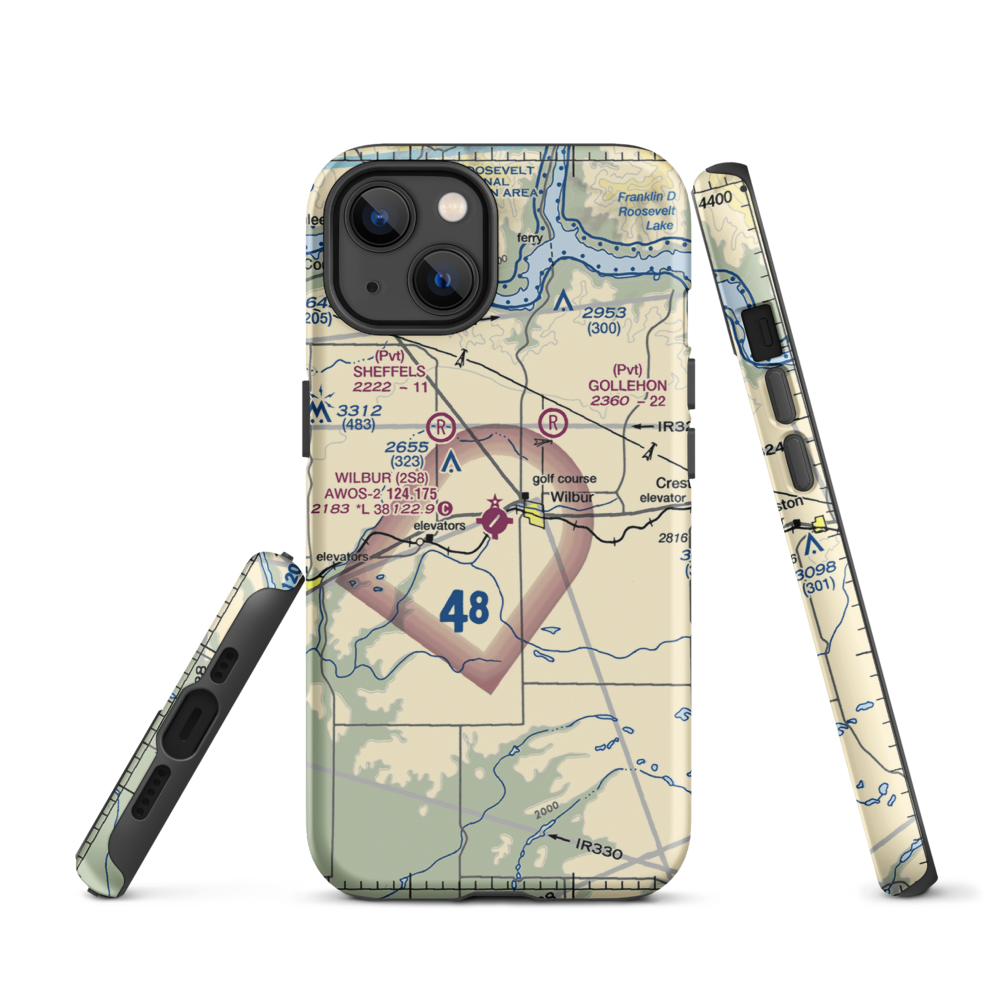 Wilbur Airport (2S8) VFR Sectional  Tough iPhone Case iPhone 13 model shown