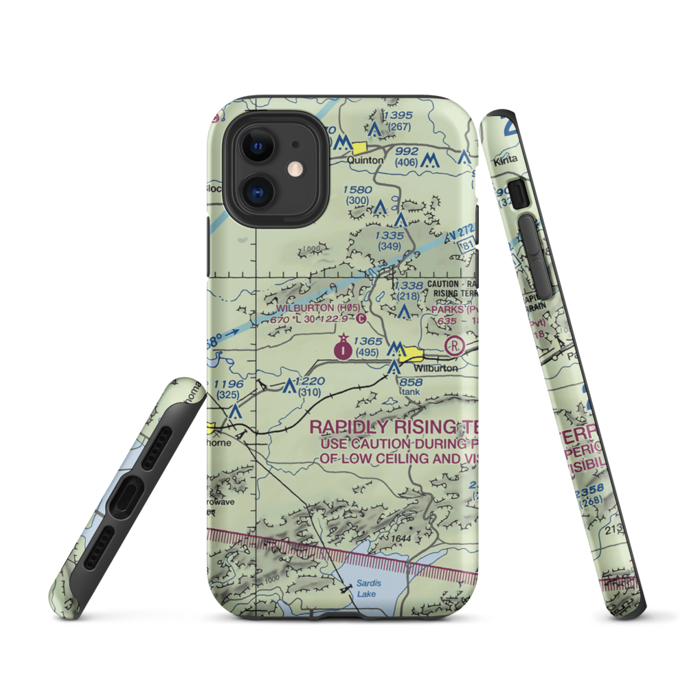Wilburton Municipal Airport (H05) VFR Sectional  Tough iPhone Case iPhone 11 model shown