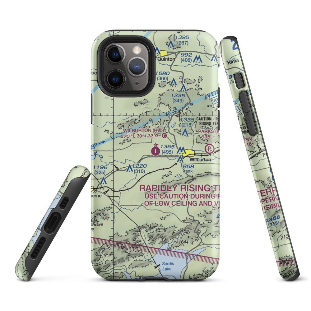 Wilburton Municipal Airport (H05) VFR Sectional  Tough iPhone Case iPhone 11 Pro model shown