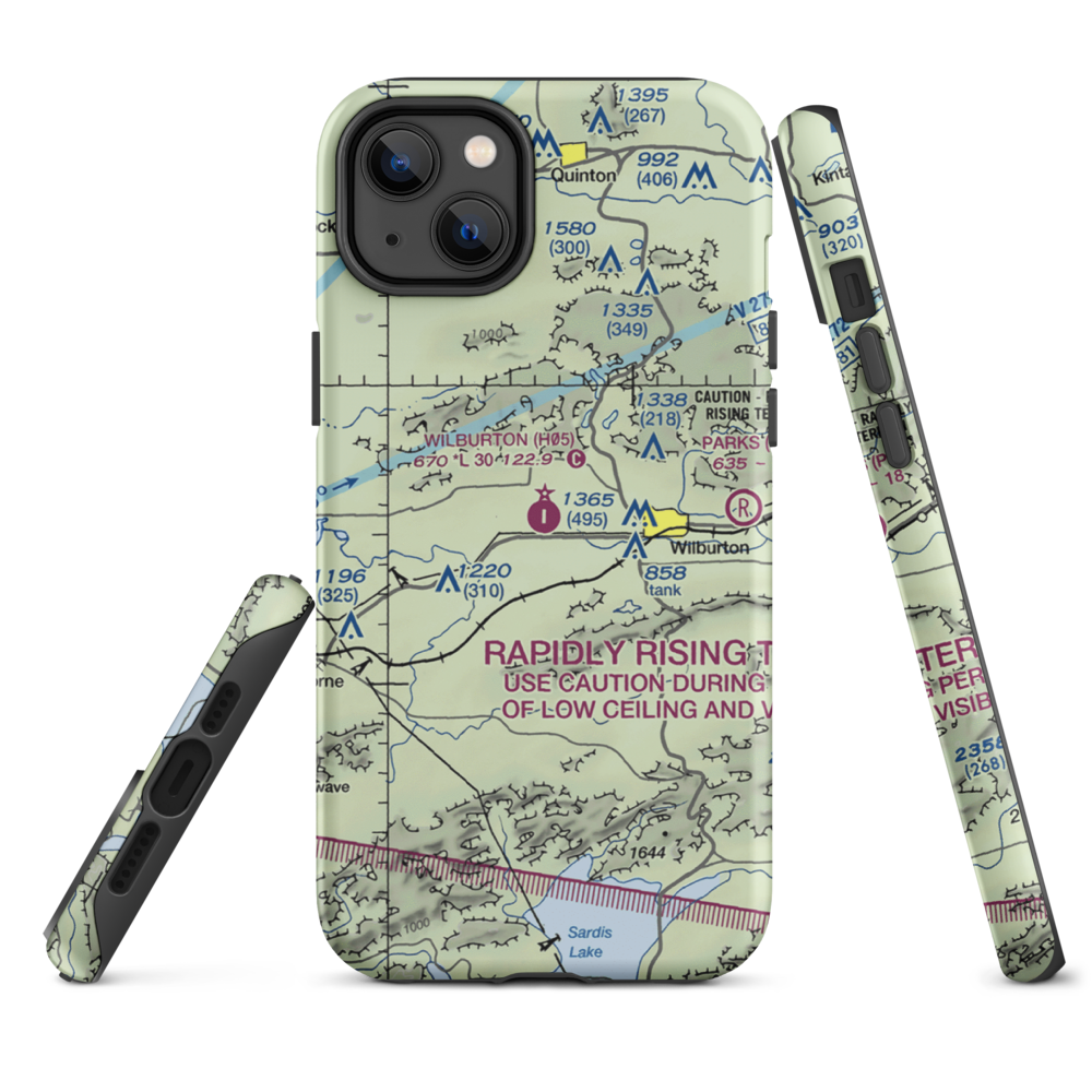 Wilburton Municipal Airport (H05) VFR Sectional  Tough iPhone Case iPhone 14 Plus model shown