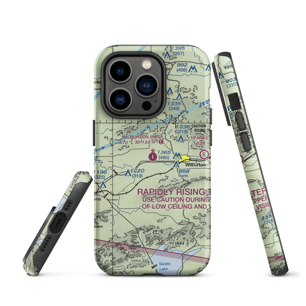 Wilburton Municipal Airport (H05) VFR Sectional  Tough iPhone Case iPhone 14 Pro model shown