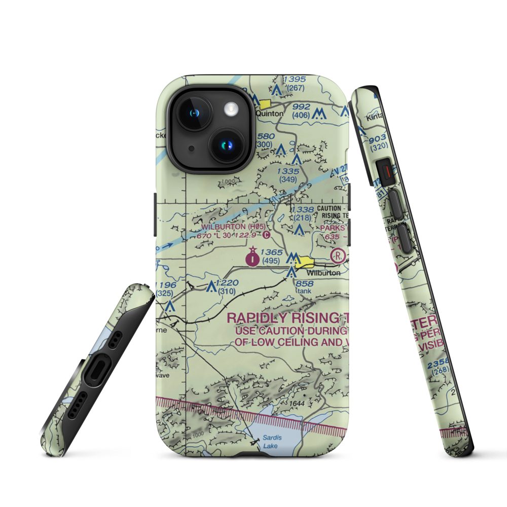 Wilburton Municipal Airport (H05) VFR Sectional  Tough iPhone Case iPhone 15 model shown