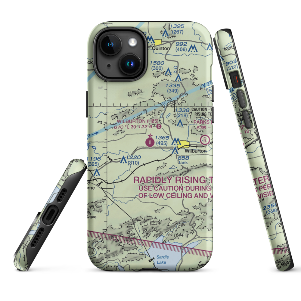Wilburton Municipal Airport (H05) VFR Sectional  Tough iPhone Case iPhone 15 Plus model shown
