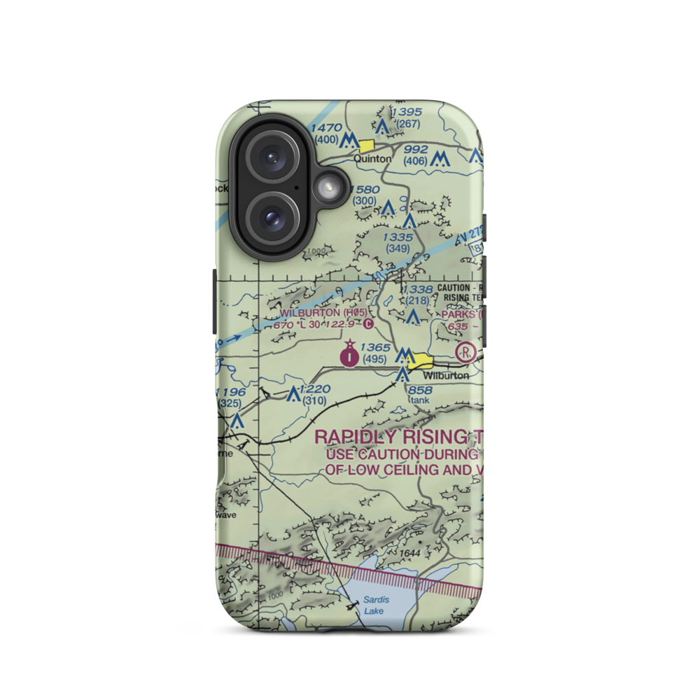 Wilburton Municipal Airport (H05) VFR Sectional  Tough iPhone Case iPhone 16 model shown