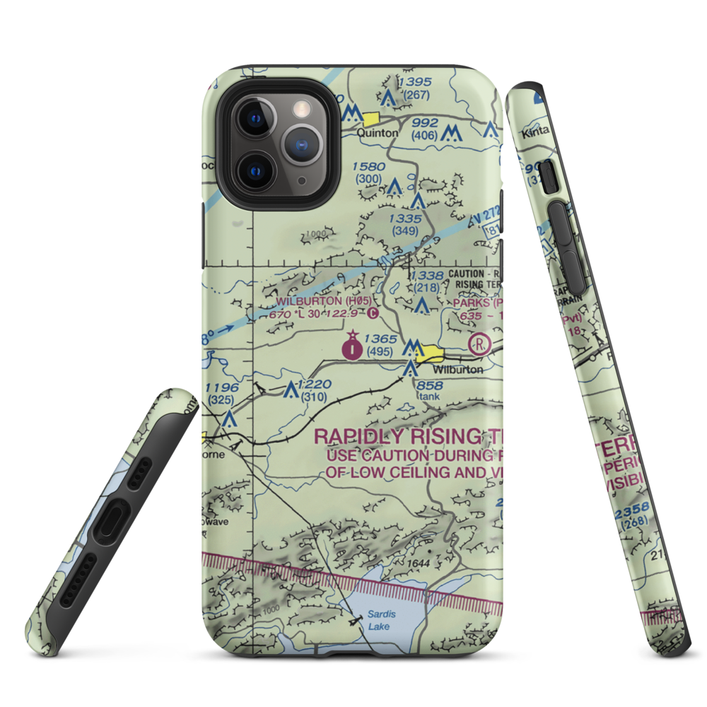 Wilburton Municipal Airport (H05) VFR Sectional  Tough iPhone Case iPhone 11 Pro Max model shown