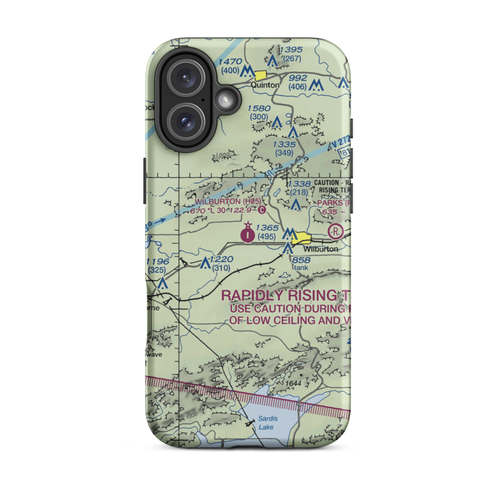 Wilburton Municipal Airport (H05) VFR Sectional  Tough iPhone Case iPhone 16 Plus model shown